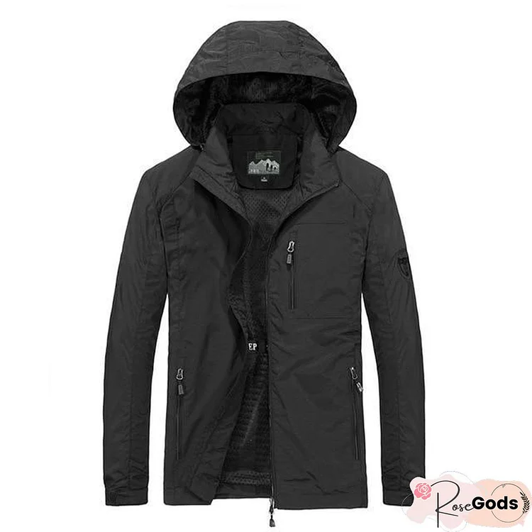 Men Plus Size Waterproof Hooded Jacket Thin Casual Sporting Coat Motorcycle Fashion Outerwear Windbreaker