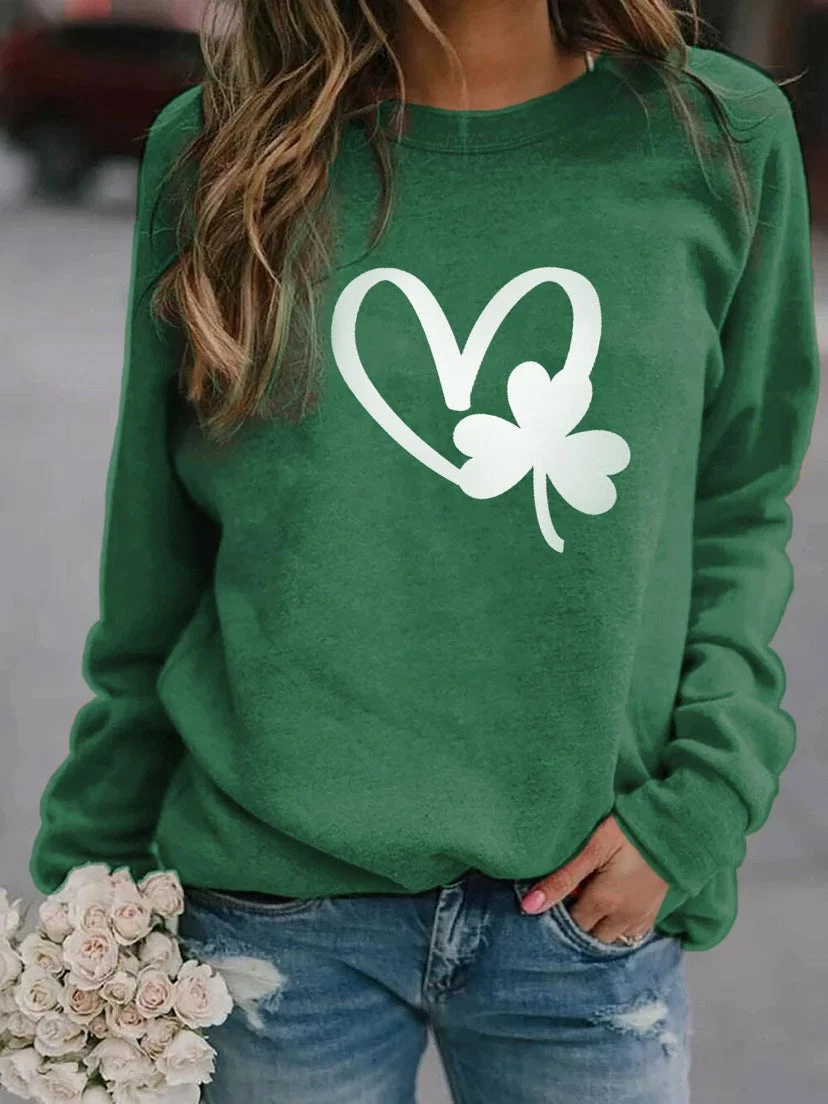 Women Long Sleeve Scoop Neck Graphic St. Patrick's Day Tops