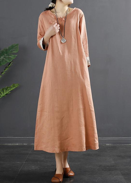 Vivid Chinese Button Spring Quilting Orange Dresses