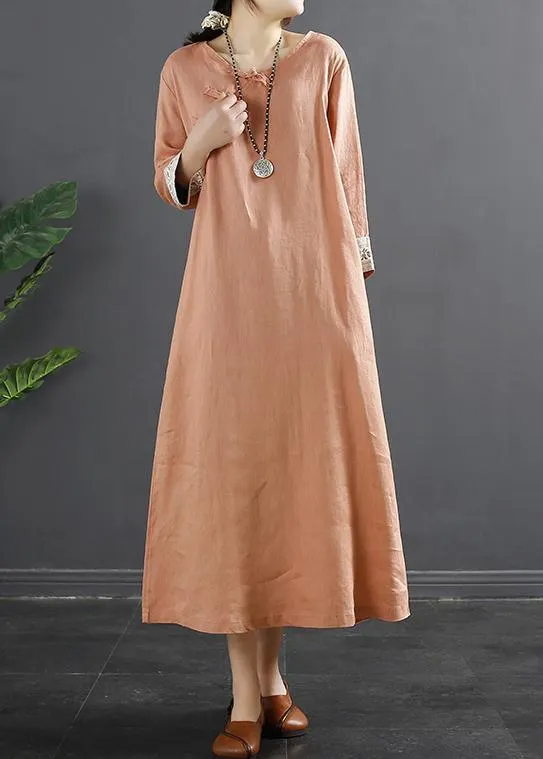 Vivid Chinese Button Spring Quilting Orange Dresses