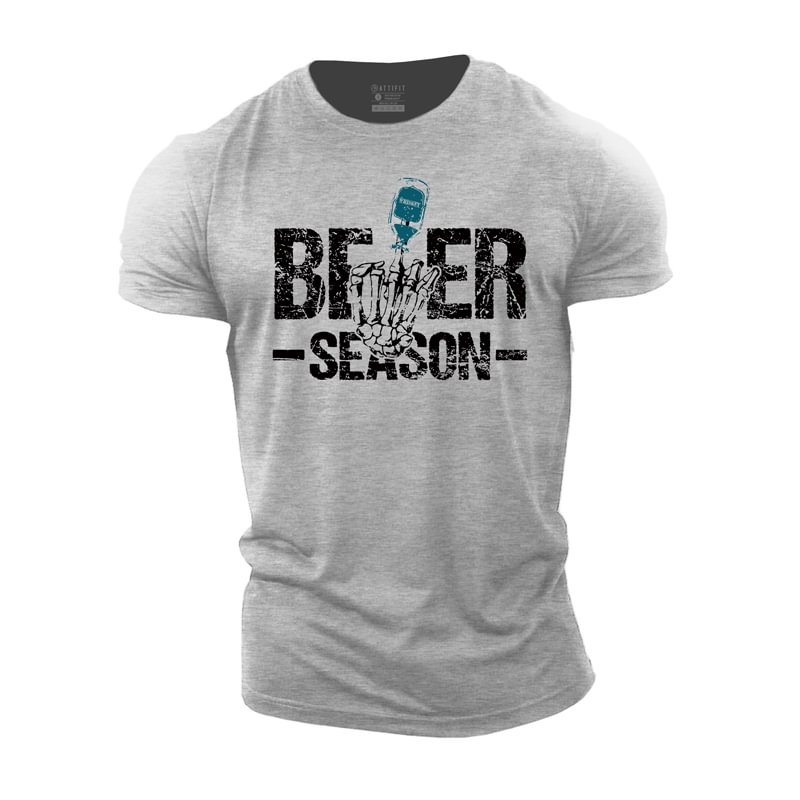 Cotton Beer Season Graphic Men's T-shirts tacday