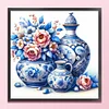 Blue And White Porcelain And Flowers-11CT Stamped Cross Stitch 40*40cm/15.75*15.75in