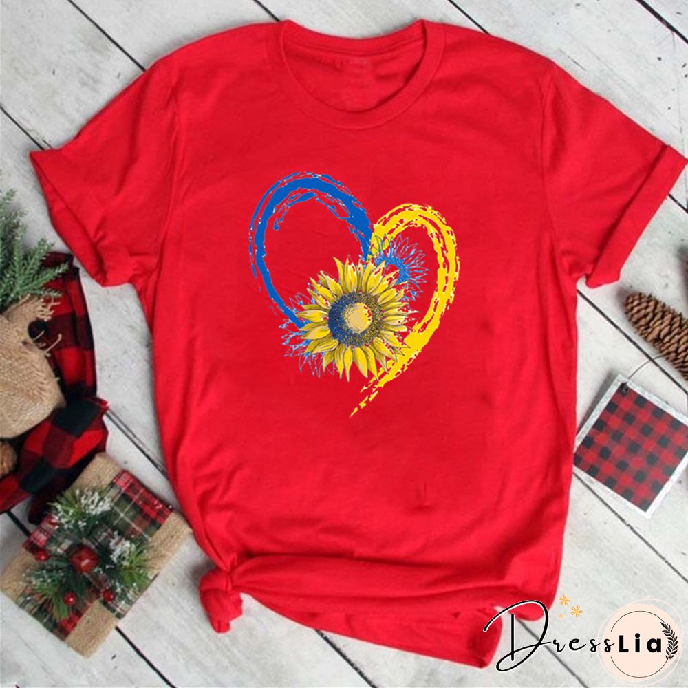 Cool Ukraine Flag Sunflower Vintage Ukrainian Lovers Ukraine Print Women Graphic T-Shirt Summer Y2K Top Casual Oversized T Shirt
