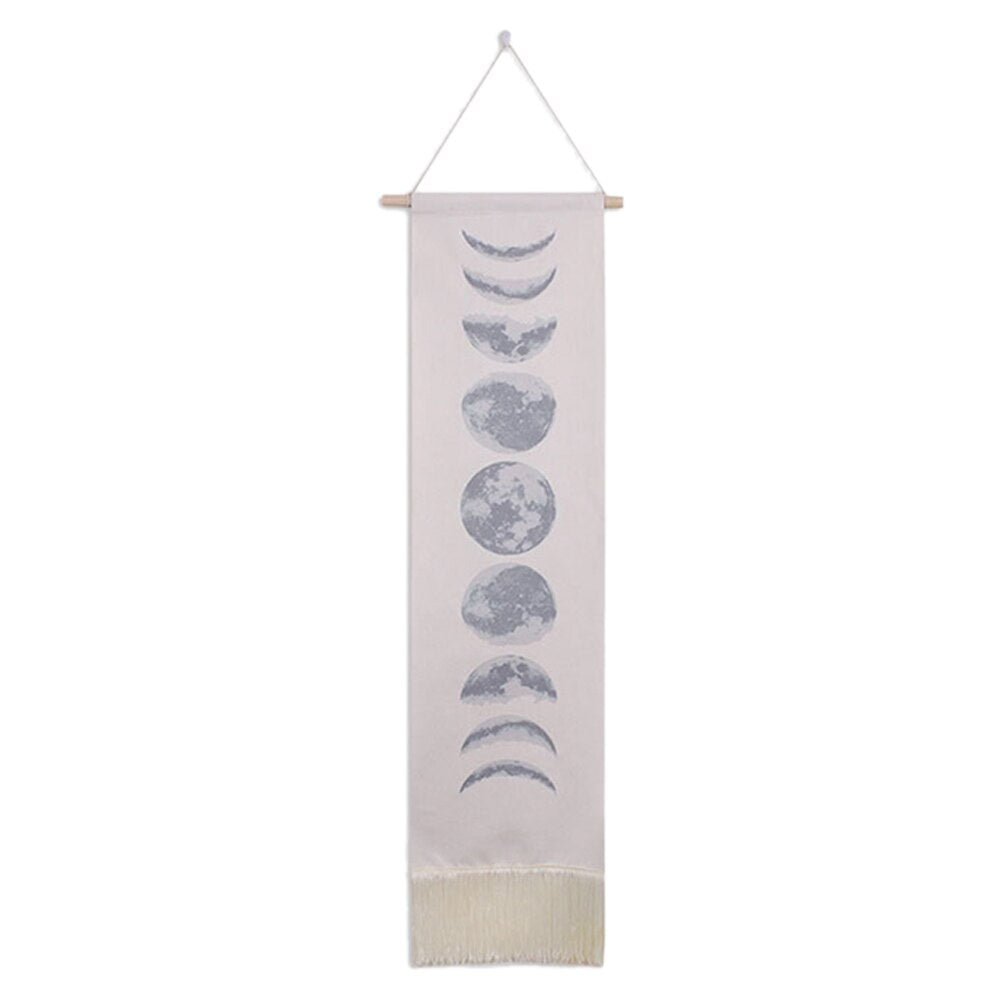 Moon Phase Tapestry Wall Hanging Lunar Eclipse Cycle Tassel Carpet Sun Moon Tapestries Bohemian Psychedelic Wall Decoration