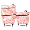 Collapsible Trolley Bags Folding Shopping Bag 2 in 1 Shopping Cart with Wheels Resuable Grocery Bag Heavy-Duty Capacity Bag for Women Home Supermarket