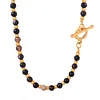 Natural Black Agate Stone Golden Necklace