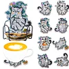 8pcs/set DIY Wooden Diamond Painting Art Coaster Kit with Holder (Halloween Cat)