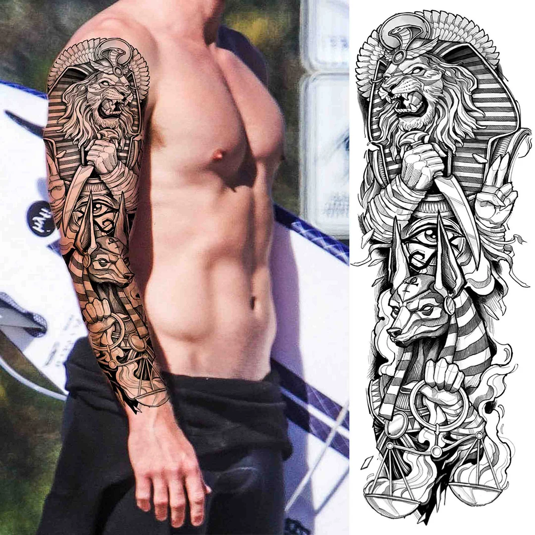 Sexy Wolf Full Flower Arm Temporary Tattoo Stickers For Men Body Art Sleeve Tattoo Decals Girl Women Waterproof Tatoo Fox Legs