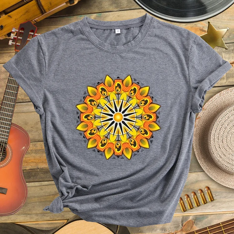 The Yellow Sun Flower Round Neck T-shirt-Annaletters