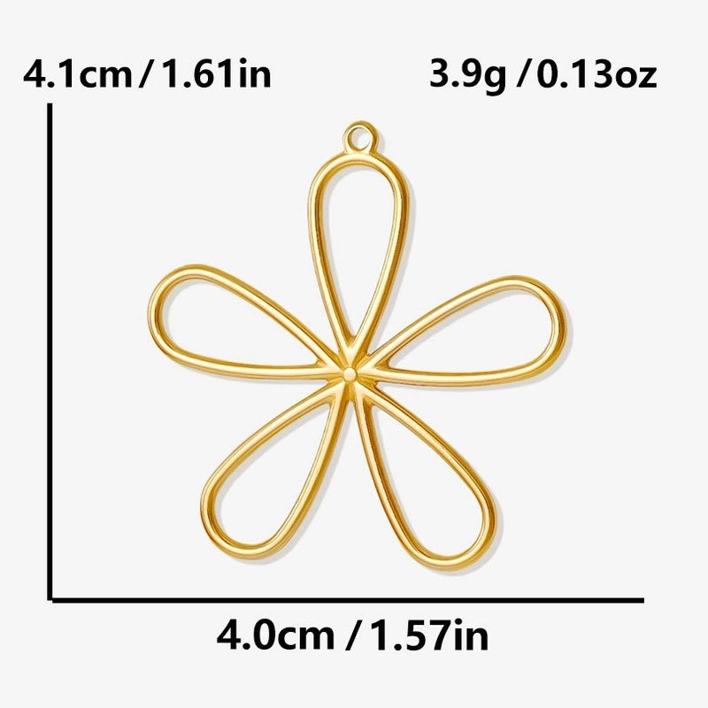 1 Piece 304 Stainless Steel 18K Gold Plated Flower Pendant