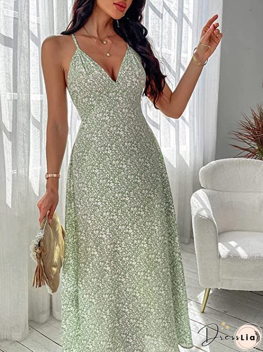 Women's Dresses Printed Sling Bare Back Sleeveless Dress