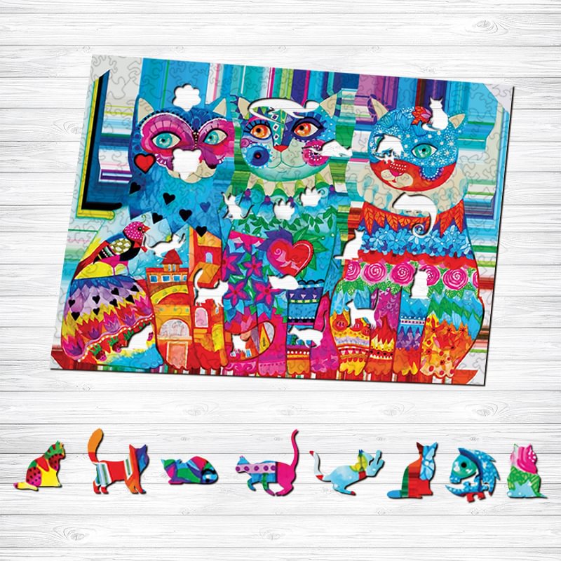 Ericpuzzle™ Ericpuzzle™ Lovely Colorful Cats Wooden Puzzle