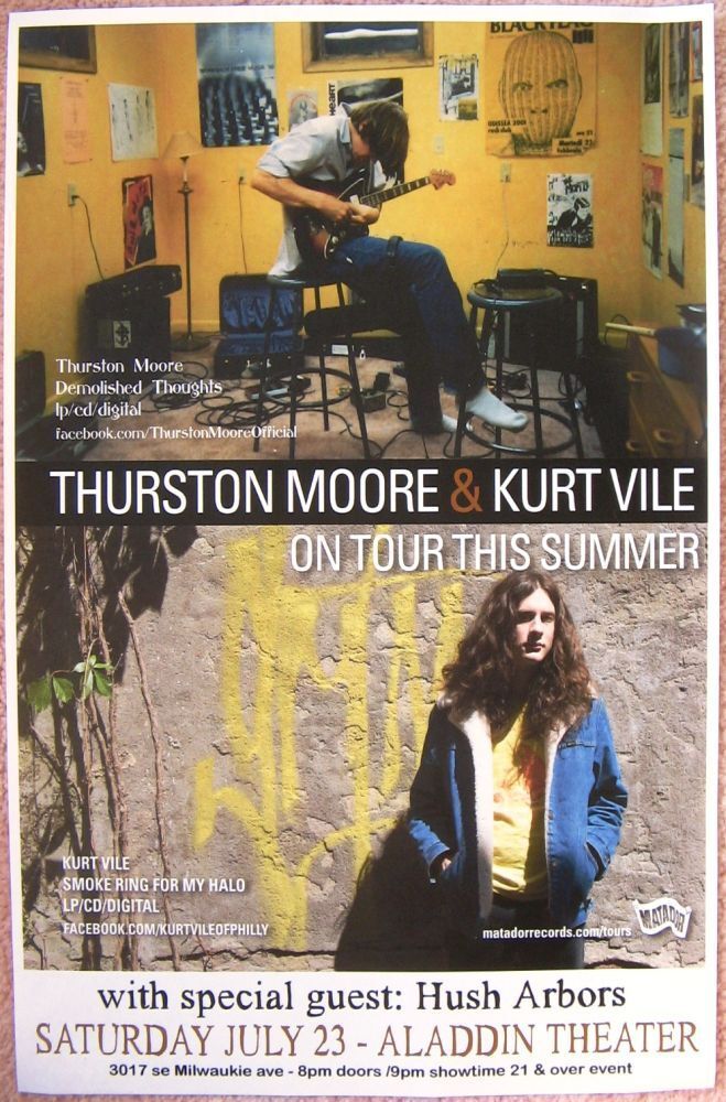 THURSTON MOORE & KURT VILE 2011 Gig POSTER Portland Oregon Concert