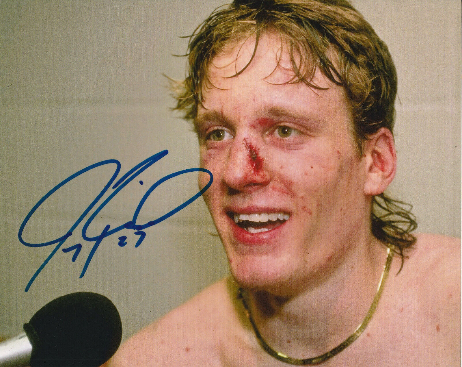 AWESOME JEREMY ROENICK SIGNED BLOODIED 8x10 Photo Poster painting! CHICAGO BLACKHAWKS Autograph