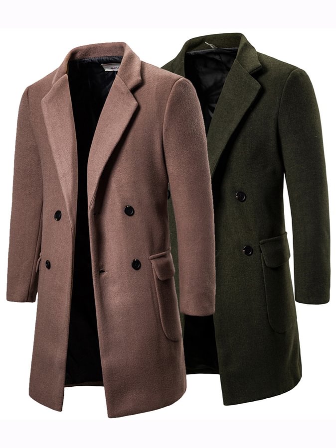 Men's Double-breasted Casual Mid-length Coat