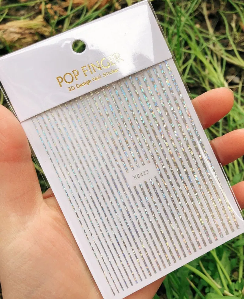 1 Pc Nail Strip Sticker Back Adhesive Decals Black/Gold/Rose Gold/Silver Metal Texture Strip Tape Nail Art Foil DIY Decoration-Nail Inspo