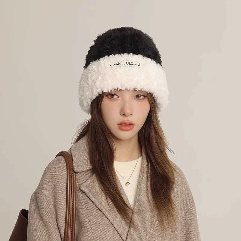 Women’s Sweet Minimalist Color Block Eaveless Wool Cap