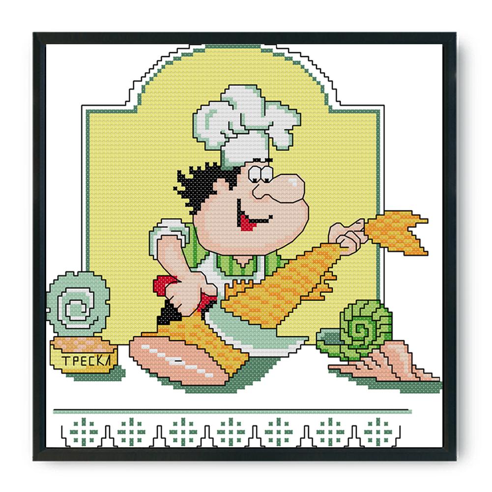 

Chef - 14CT Stamped Cross Stitch - 27*26cm, 501 Original