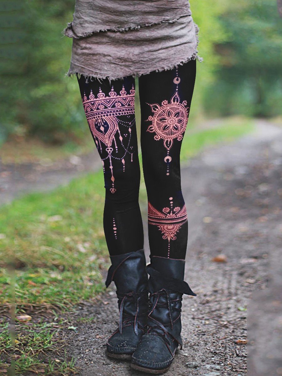 Women’s Mandala Art Casual Leggings Colorful / S