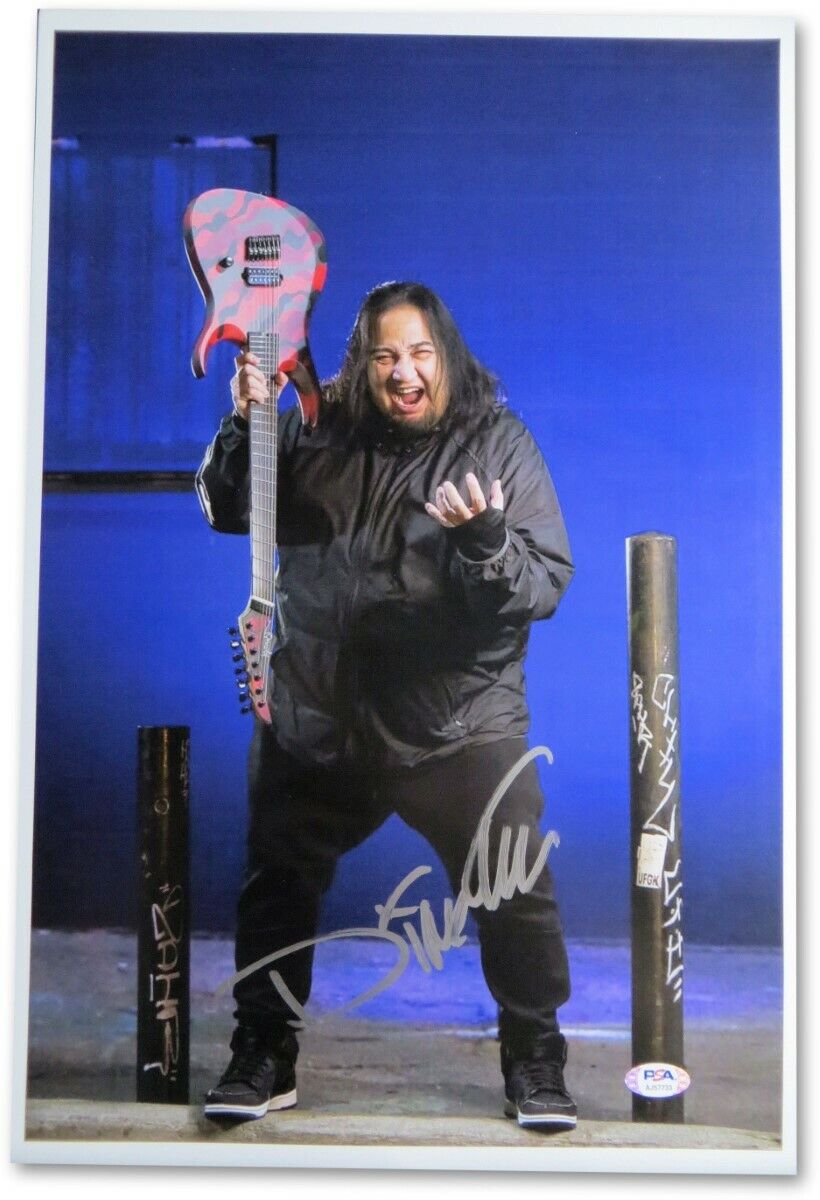 Dino Cazares Signed Autographed 12X18 Photo Poster painting Fear Factory w/Guitar PSA AJ57733