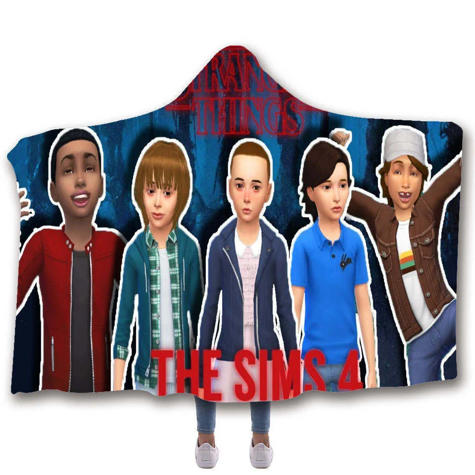 Stranger Things Hooded Blanket For children Sherpa Fleece Hoodie Blanket For Sofa Microfiber Mantle Throw Blanket For Travel