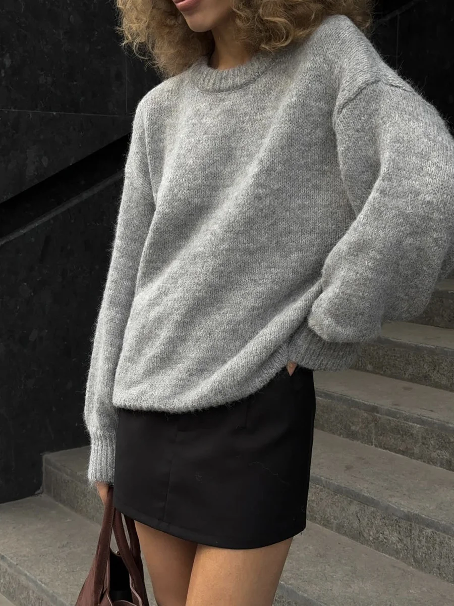 Athvotar Athvotar Lazy Wind Wool Sweater Woman 2025 Dress Bag Loose Knitted Shirt Long-Sleeved Top