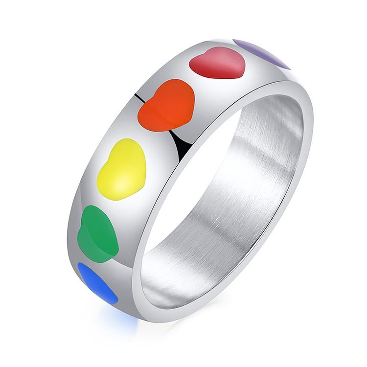 Epoxy Heart Rainbow Ring