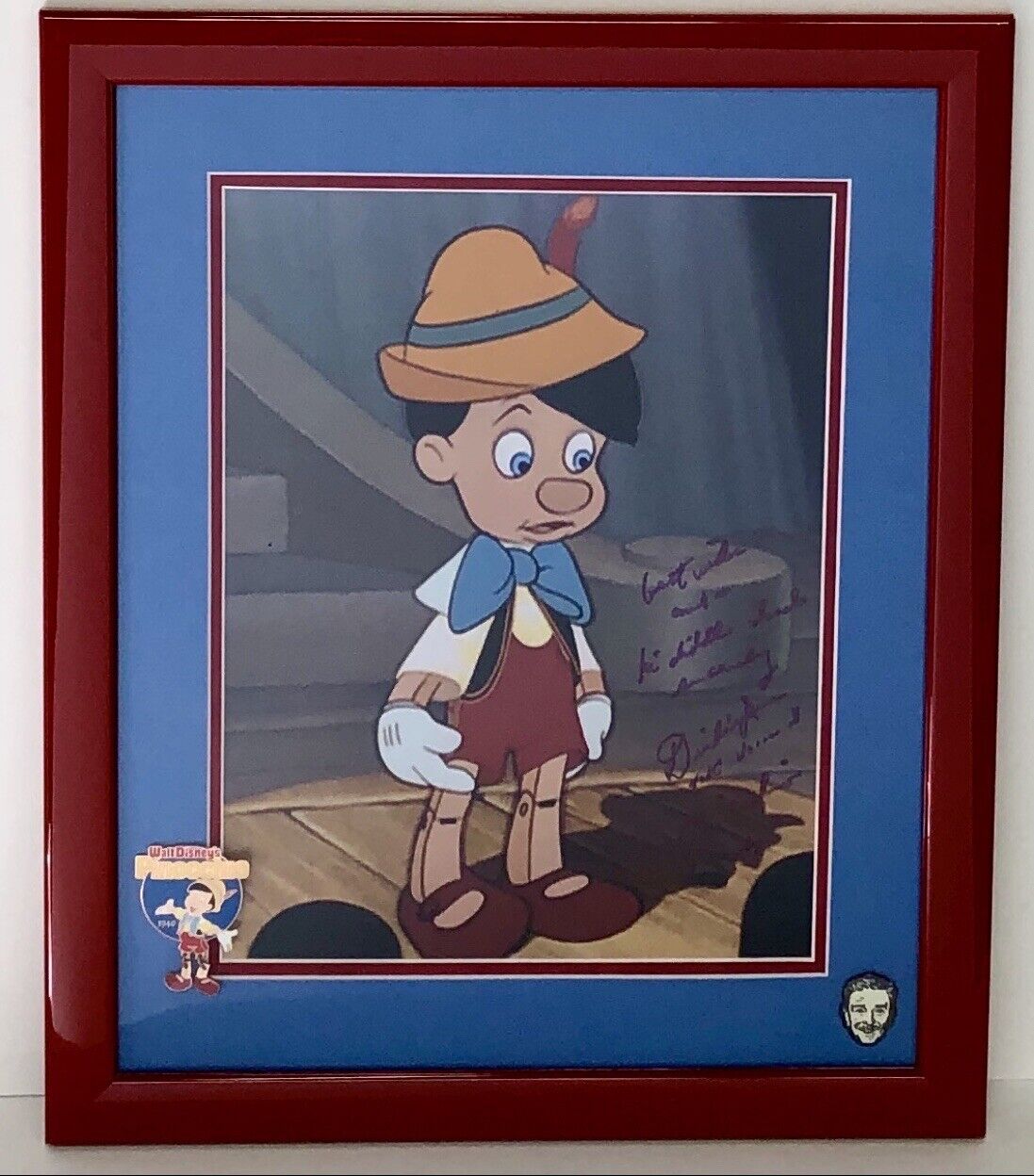 Dickie Jones Signed Autographed Framed Pinocchio Photo Poster painting 12x15