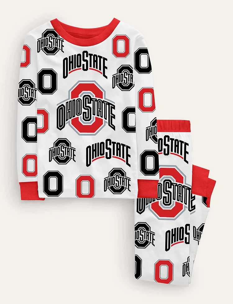 Kid's Ohio State Football Print Pajama Set