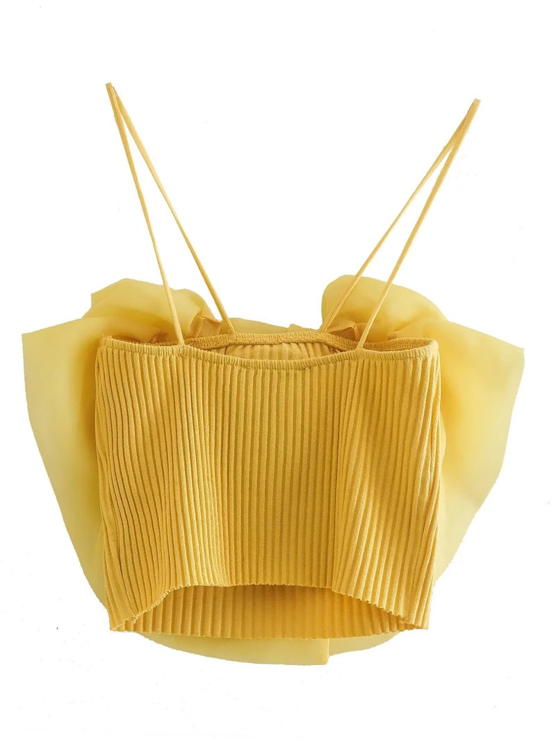 2025 New 3D Flowers Tulle Suspender Tube Top Yellow Two Piece Set