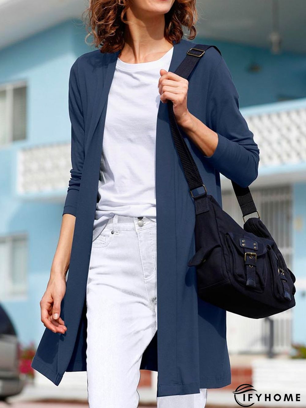 Women Casual Plain Autumn Micro-Elasticity Daily Loose Standard Long sleeve H-Line Other Coat | IFYHOME