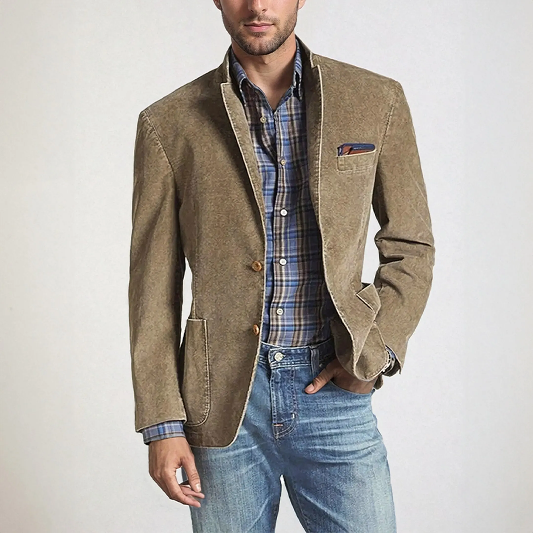 Men's Cotton Canvas Double Breasted Blazer &ndash; Tailored Smart Style