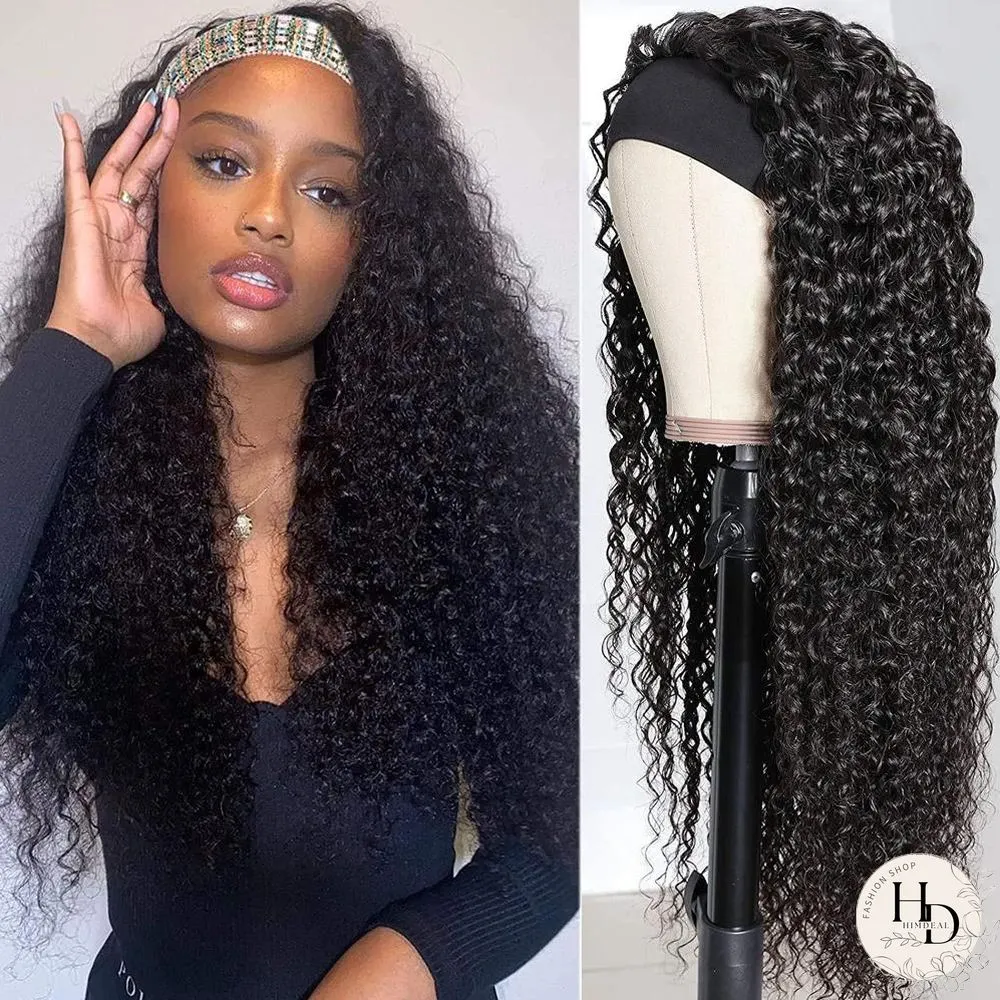 Turban Wig Ice Silk Hair Band Long Curly Hair Set