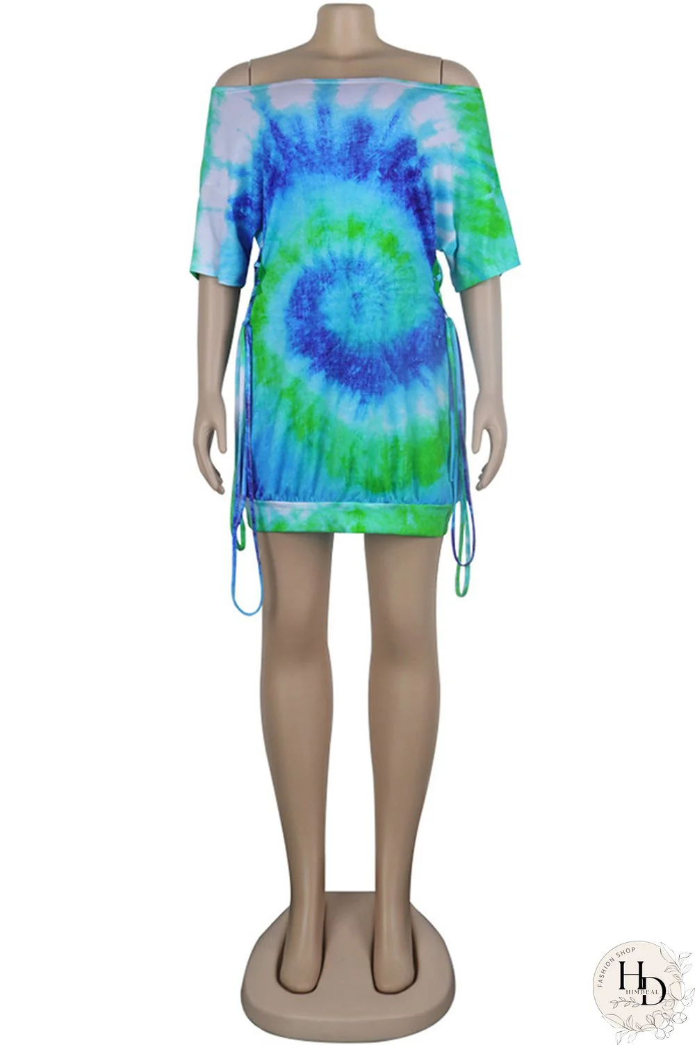 purple Fashion Sexy Patchwork Print bandage One word collar Hip skirt Dresses