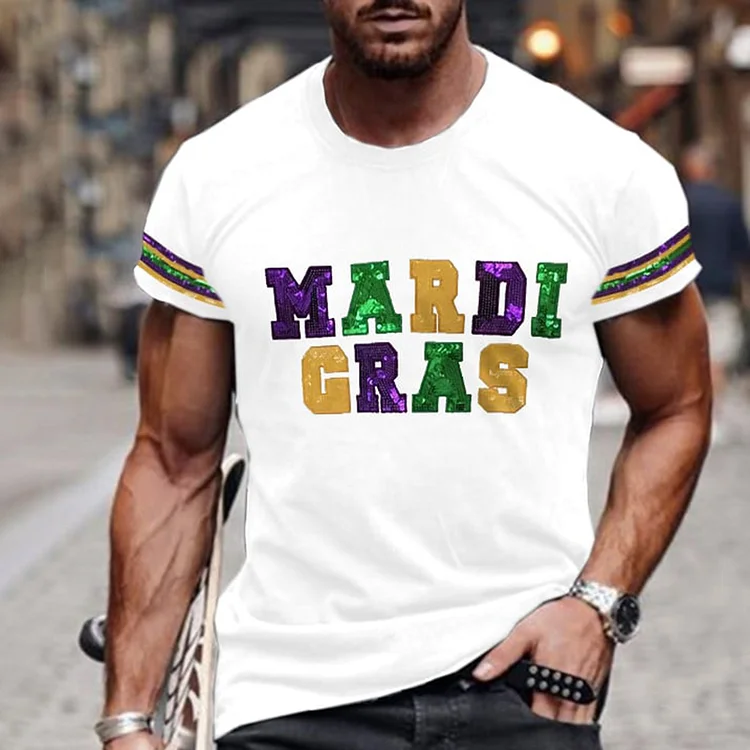 VChics Men'S Mardi Gras Print T-Shirt