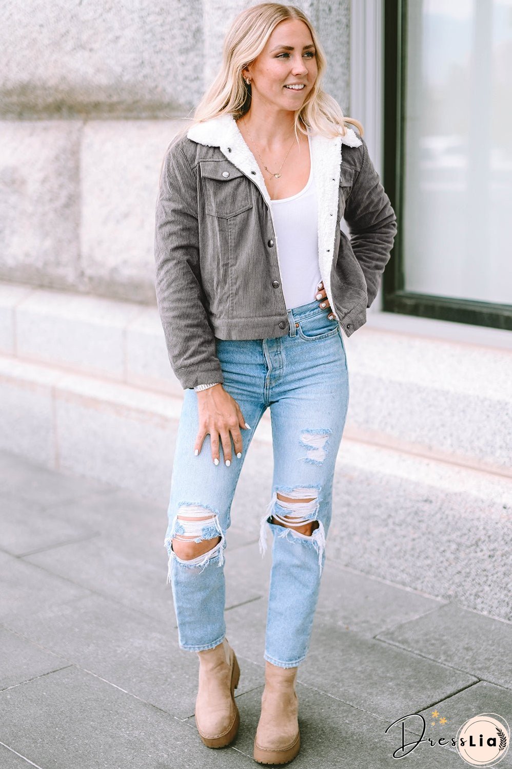 Corduroy Sherpa Snap Jacket