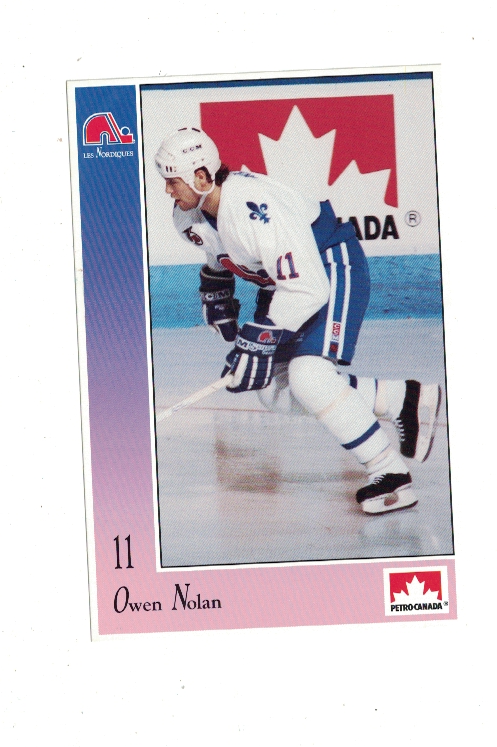 Owen Nolan Quebec Nordiques 1990s Team Photo Poster painting Postcard Size Photo Poster painting Petro Canada