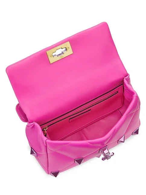 Valentino Garavani Medium Roman Stud Leather Shoulder Bag PINK