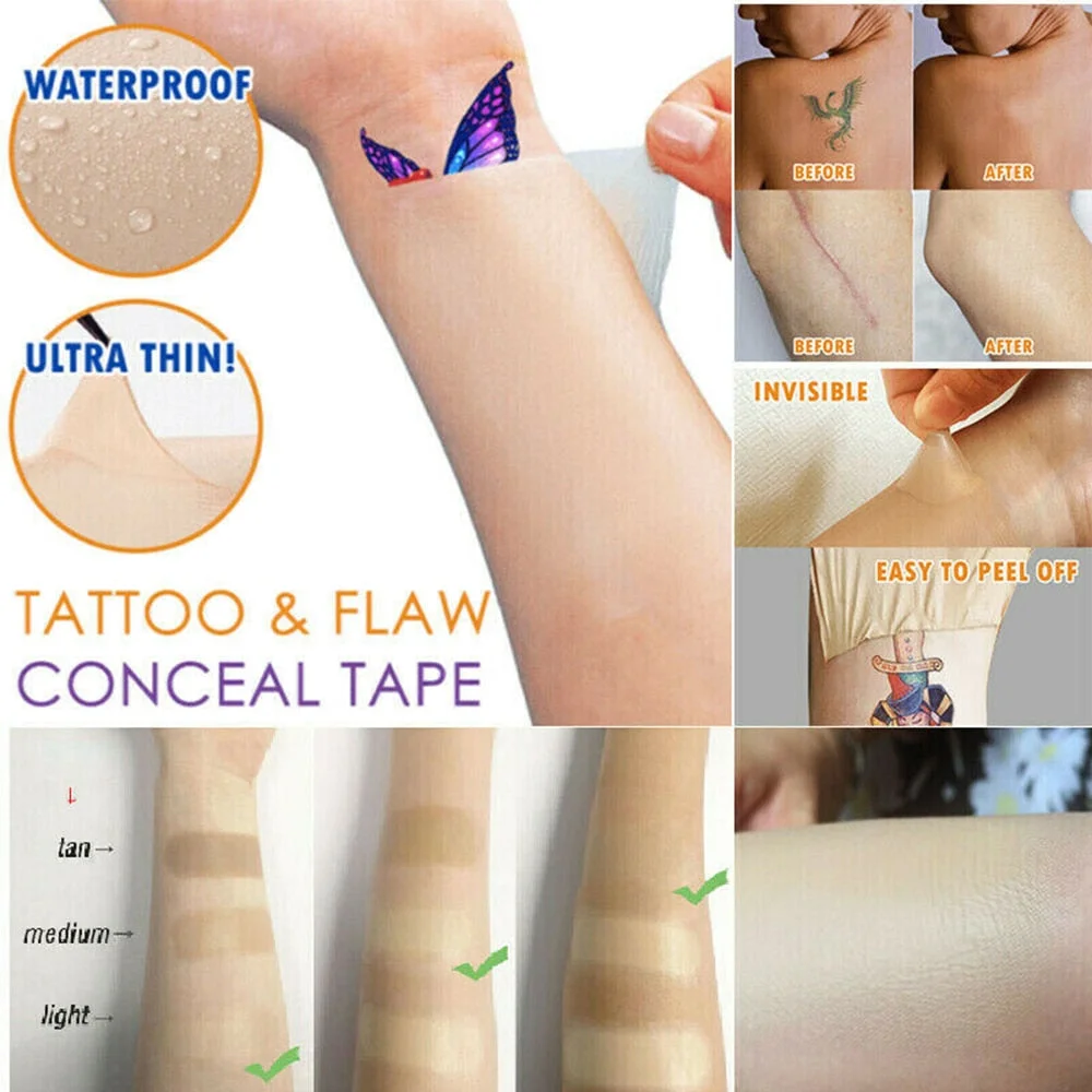 Tattoo Scar Flaw Concealing Tapes Sticker Tattoo Acne Cover Up Compression Ultra Thin Skin Invisible Cover Artifact Waterproof