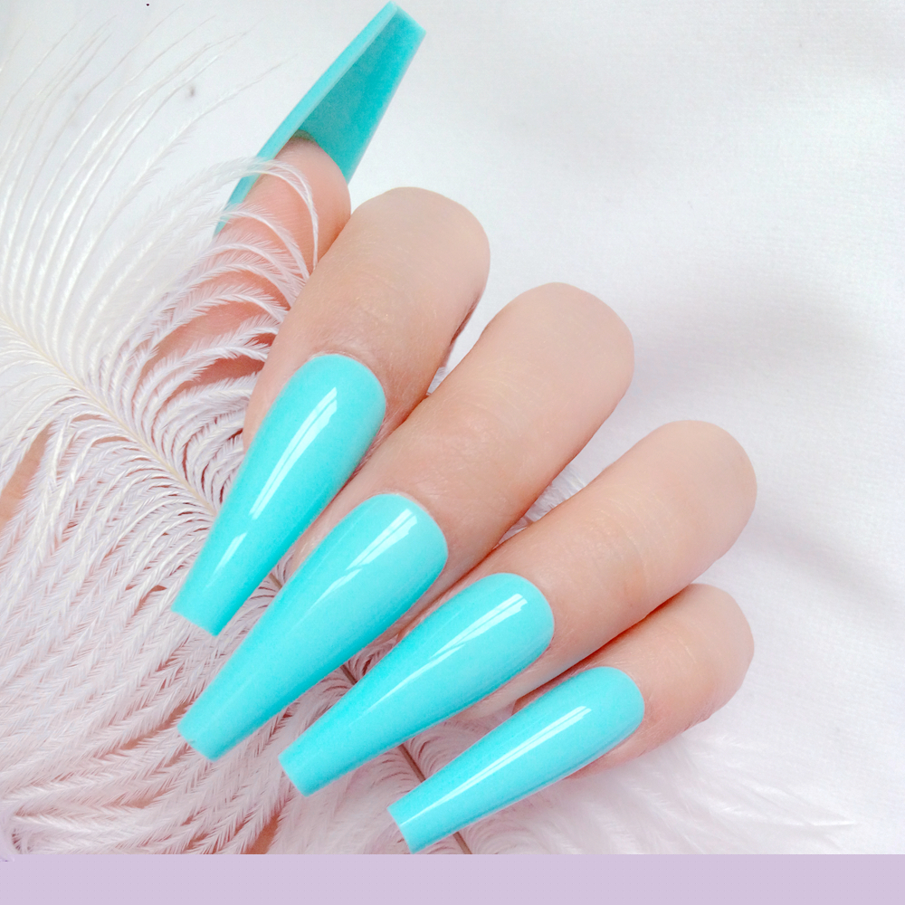 48Pcs Shiny White Woman False Nails With Glue Acrylic Press On Fake Nails Long Ballerina Coffin Shaped DIY Manicure Finger Tips