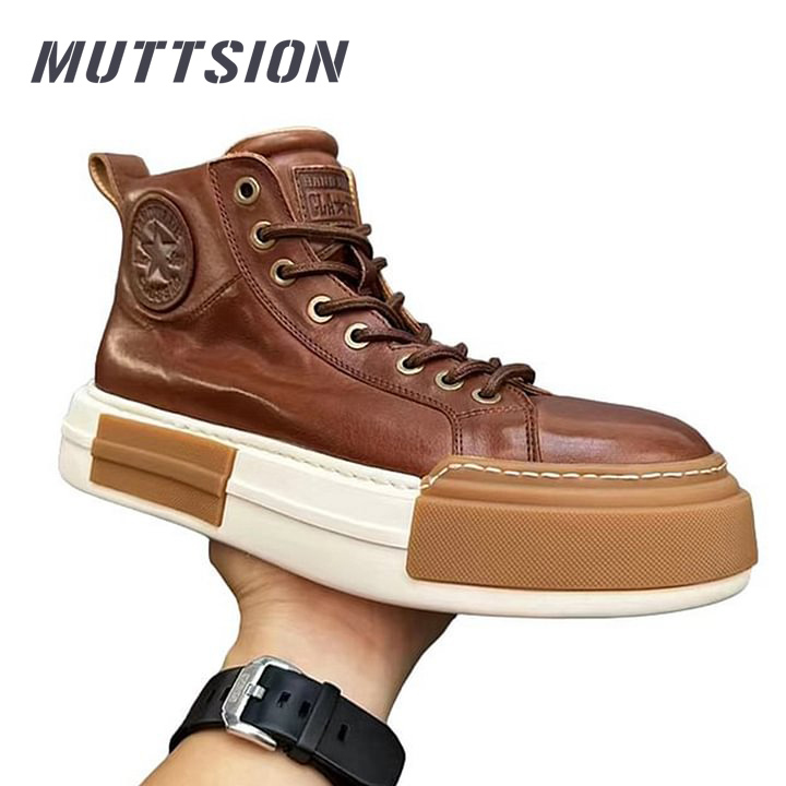 MUTTSION Handmade Retro Horsehide Mid-top Skate Shoes MUTTSION.COM MUTTSION