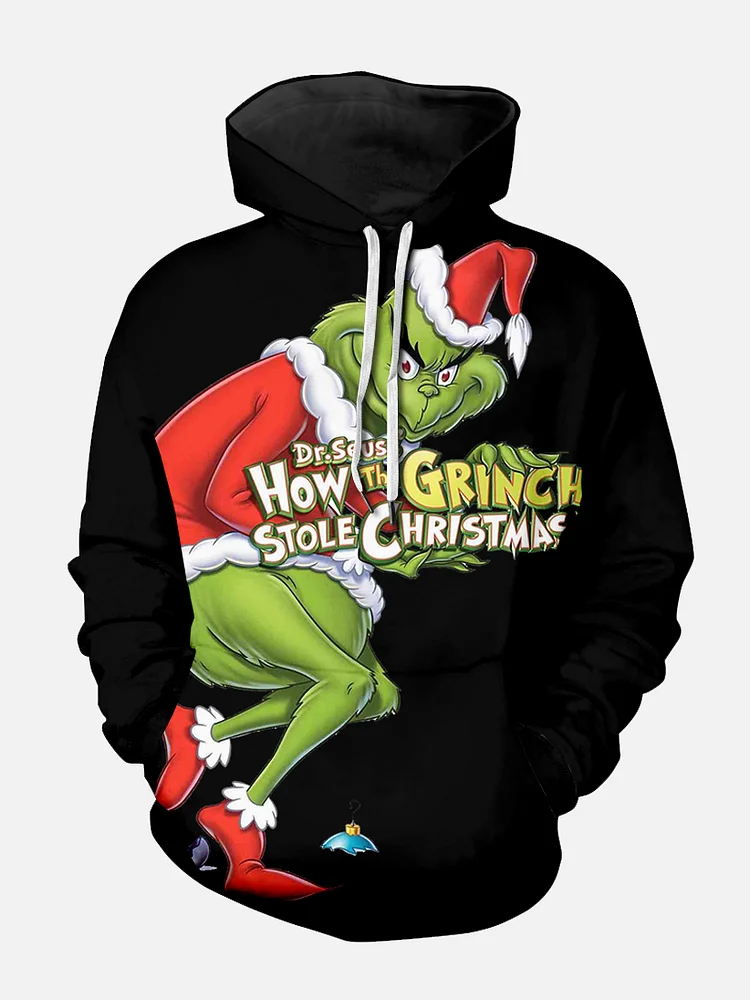 Men's Revisited Classic Christmas Character Print Hoodie PLUSCLOTHESMAN