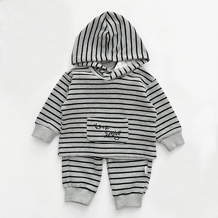 KEEP SMILE Baby Striped Hoodie and Pants Set
