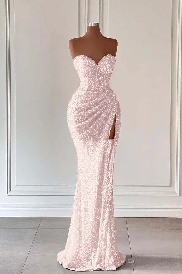 Stunning Red One-Shoulder Sequin Mermaid Prom Dress with Elegant High Split