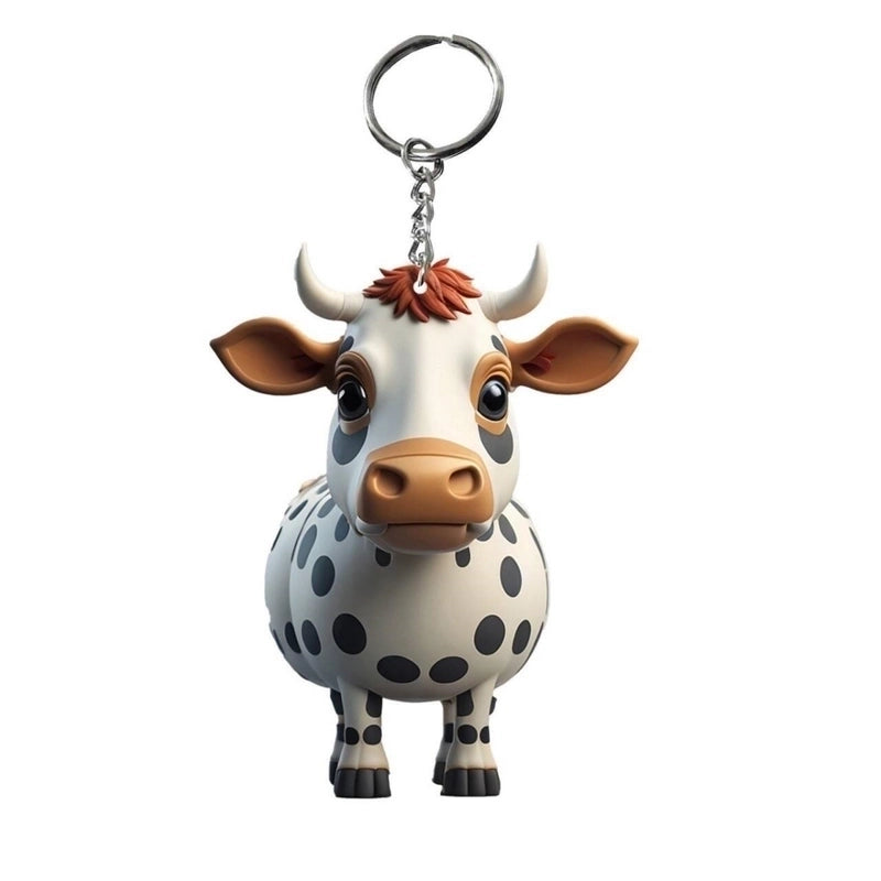 2 Pieces Cute Cattle Wood Unisex Keychain