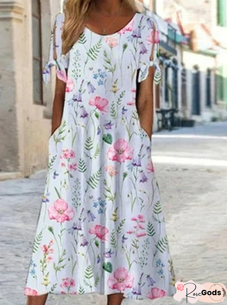 Floral Casual Cotton-Blend Dress