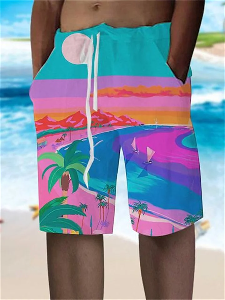 Men's Beach Shorts Seaside Landscape Print S M L XL 2XL 3XL 4XL 5XL-Cosfine