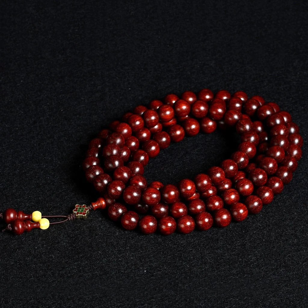Indian Lobular Red Sandalwood Buddha Beads Gourd  10mm 108 Beads Bracelet Necklace
