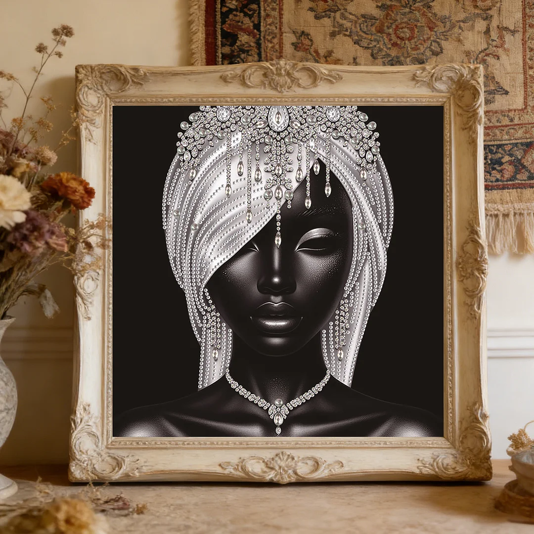 Diamond Painting - Partial Special Shaped Drill - Silver Black Beauty(Canvas|30x30cm)