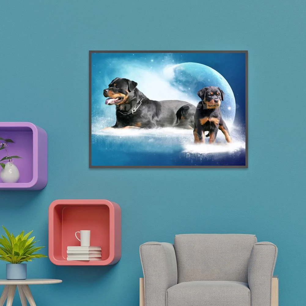 Diamond Painting - Full Round Drill - Dogs Moon(Canvas|40*30cm)